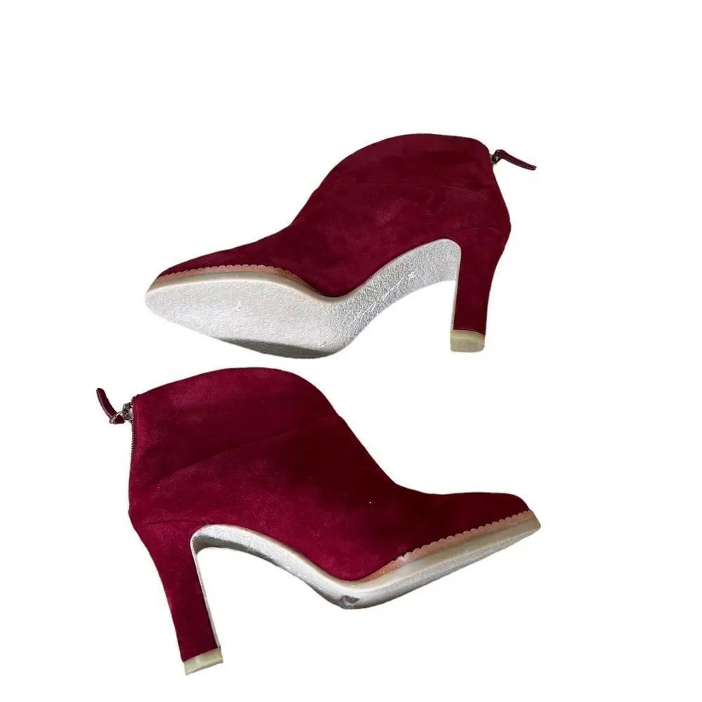 Lola Cruz Herne V Cut Zip Ankle Boot Red Suede 6.5 - Picture 6 of 8
